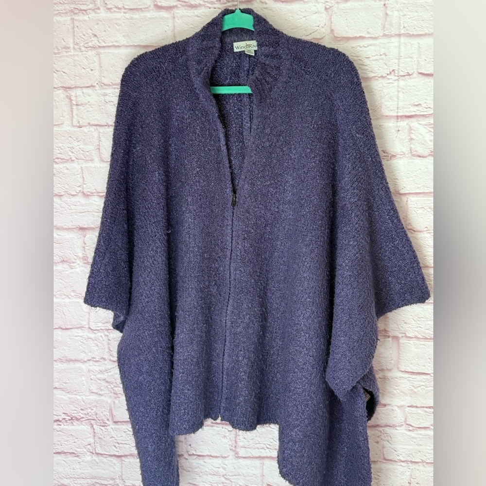 WindiRiver Purple Sweater Cape Poncho One Size.